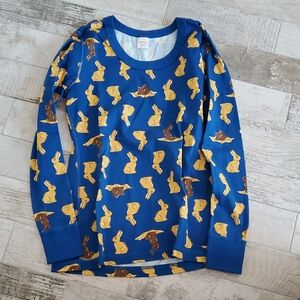 New Hanna Andersson Women's Medium Blue Bunny Print Pajama Shirt Organic Cotton